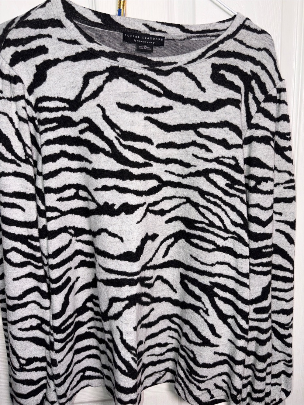 Sanctuary Black and White Zebra Print Sweater